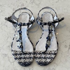 CHANEL Tweed Thong Sandals